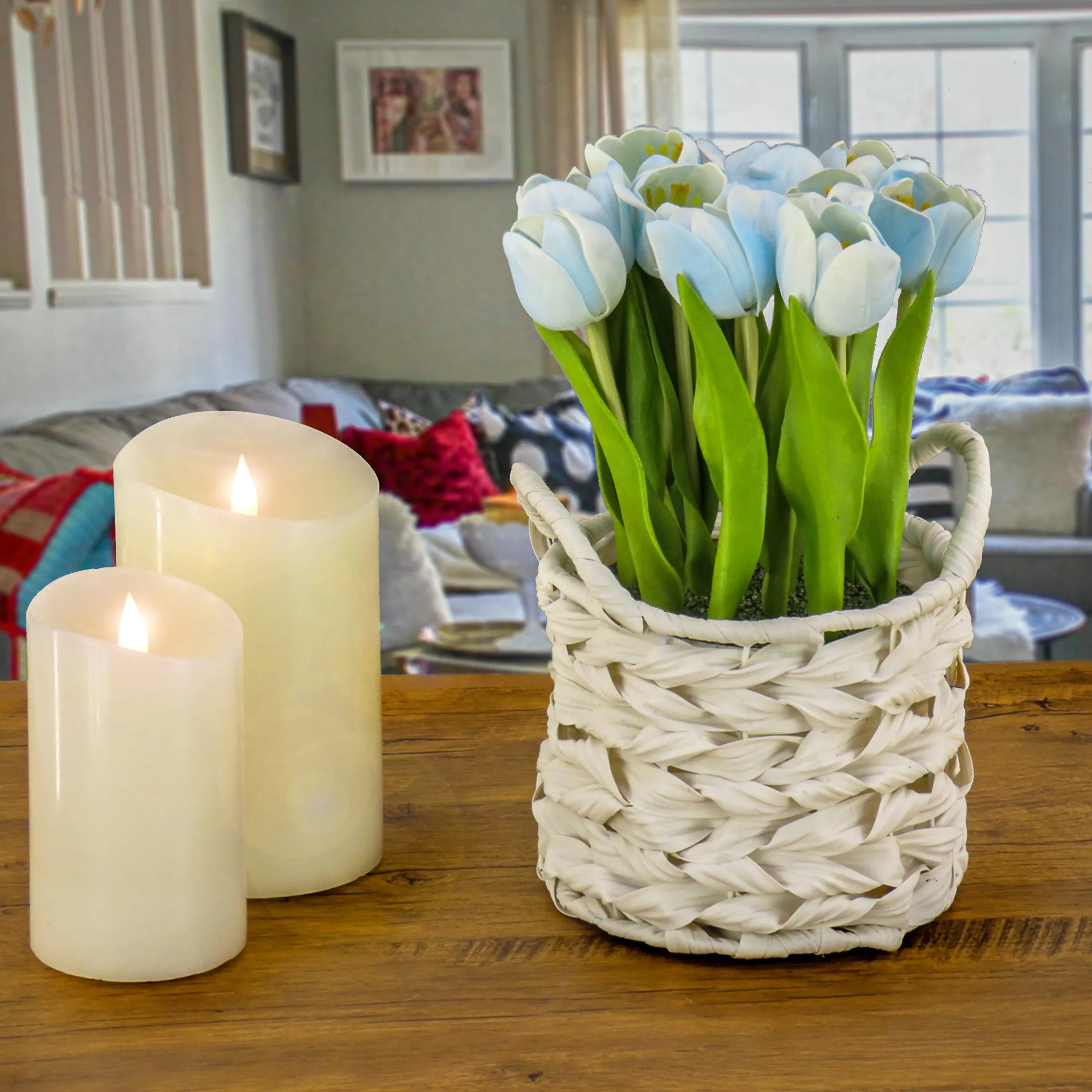 10" Blue Tulip Bouquet in Metal Pot