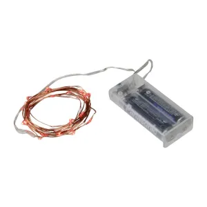 20-Count LED Battery-Operated Red Christmas Fairy Lights with 6.25' Copper Wire