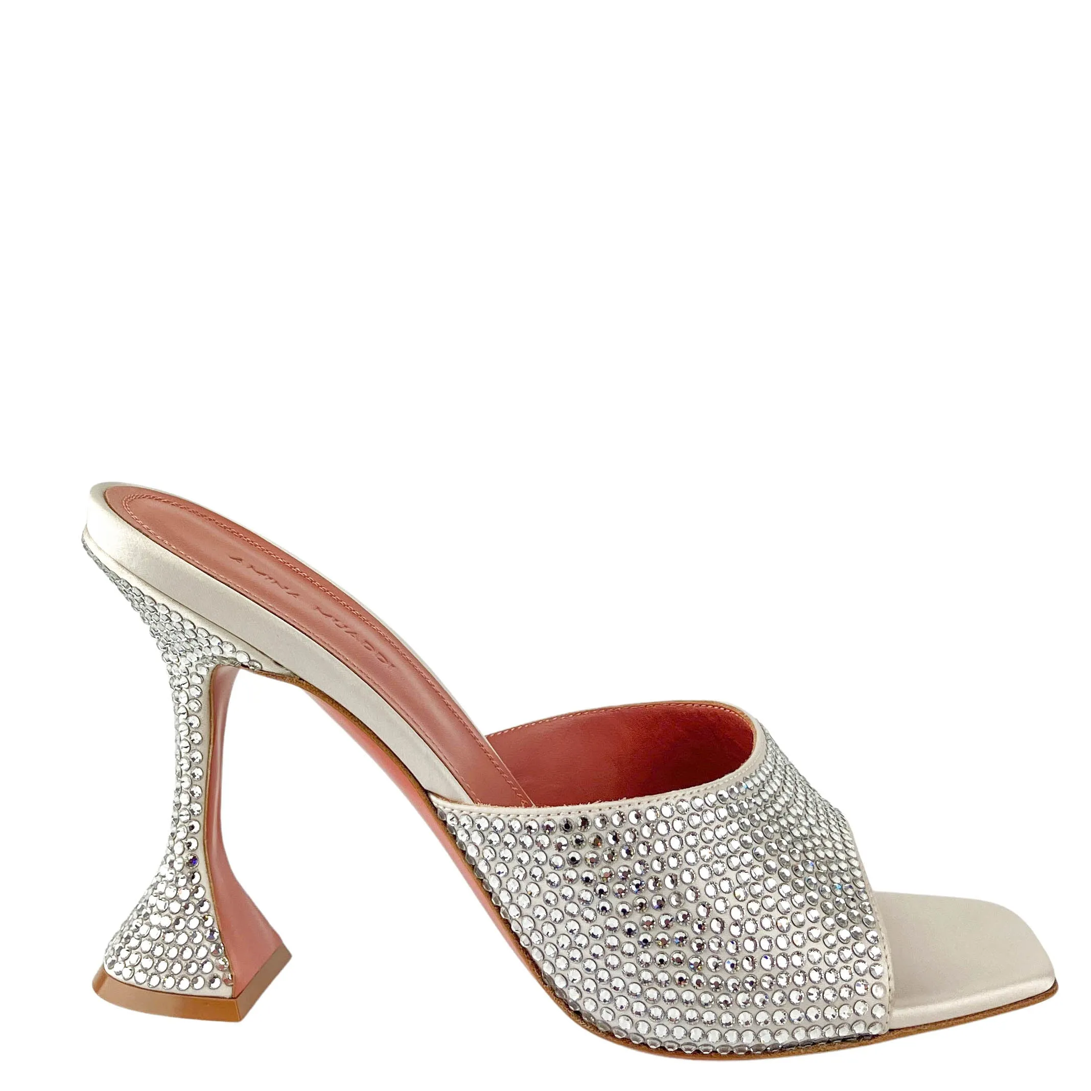 Amina Muaddi Lupita Mules in Silver