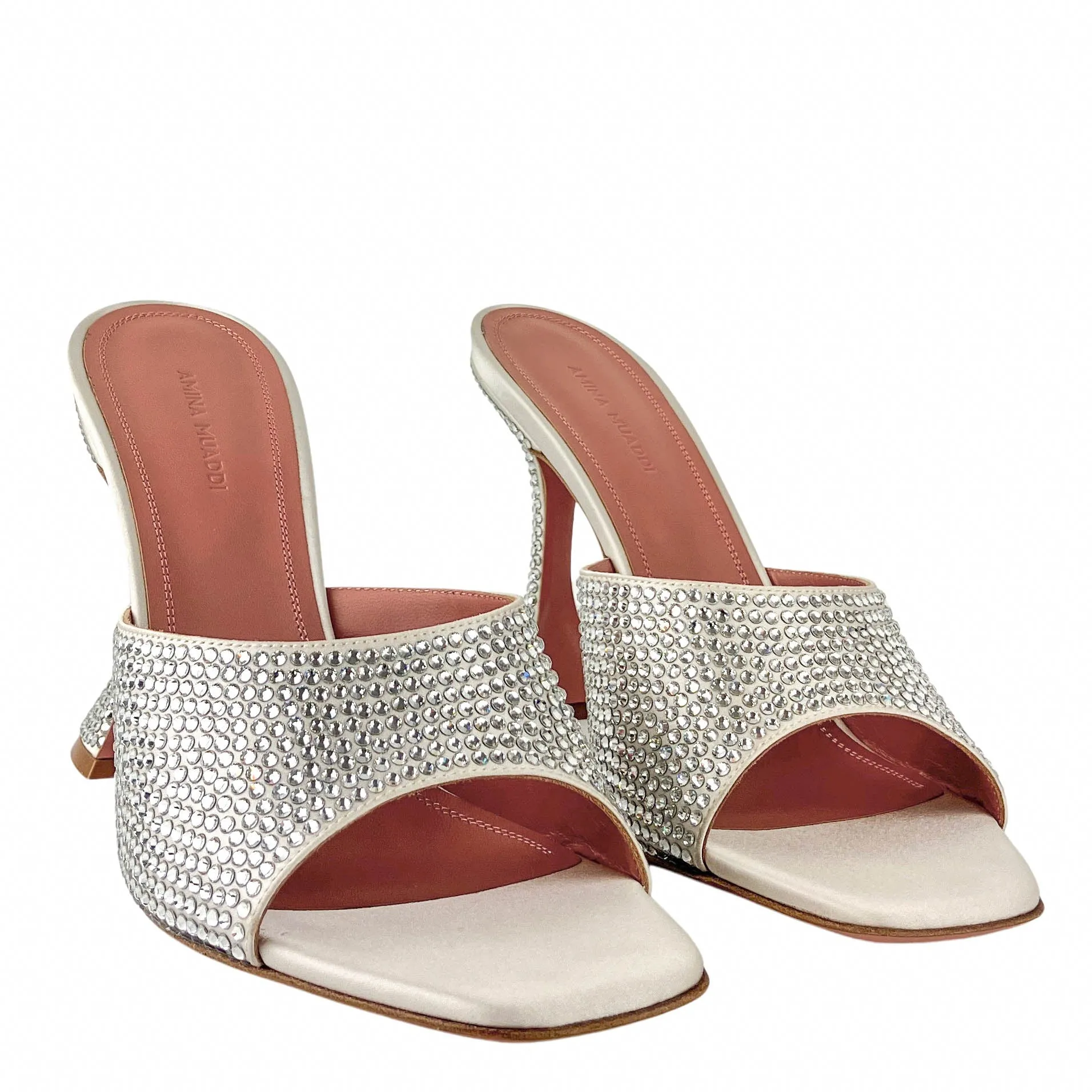 Amina Muaddi Lupita Mules in Silver
