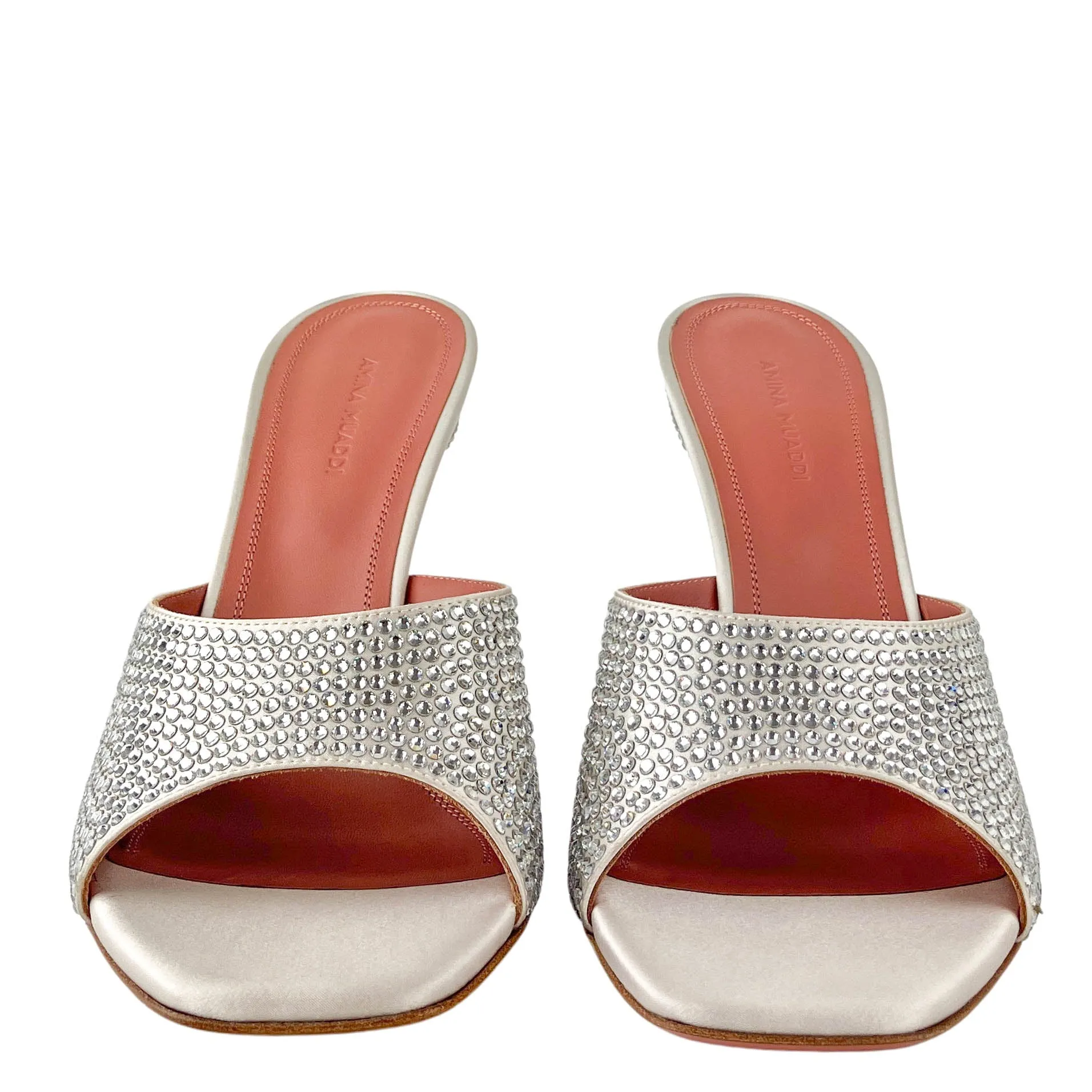Amina Muaddi Lupita Mules in Silver