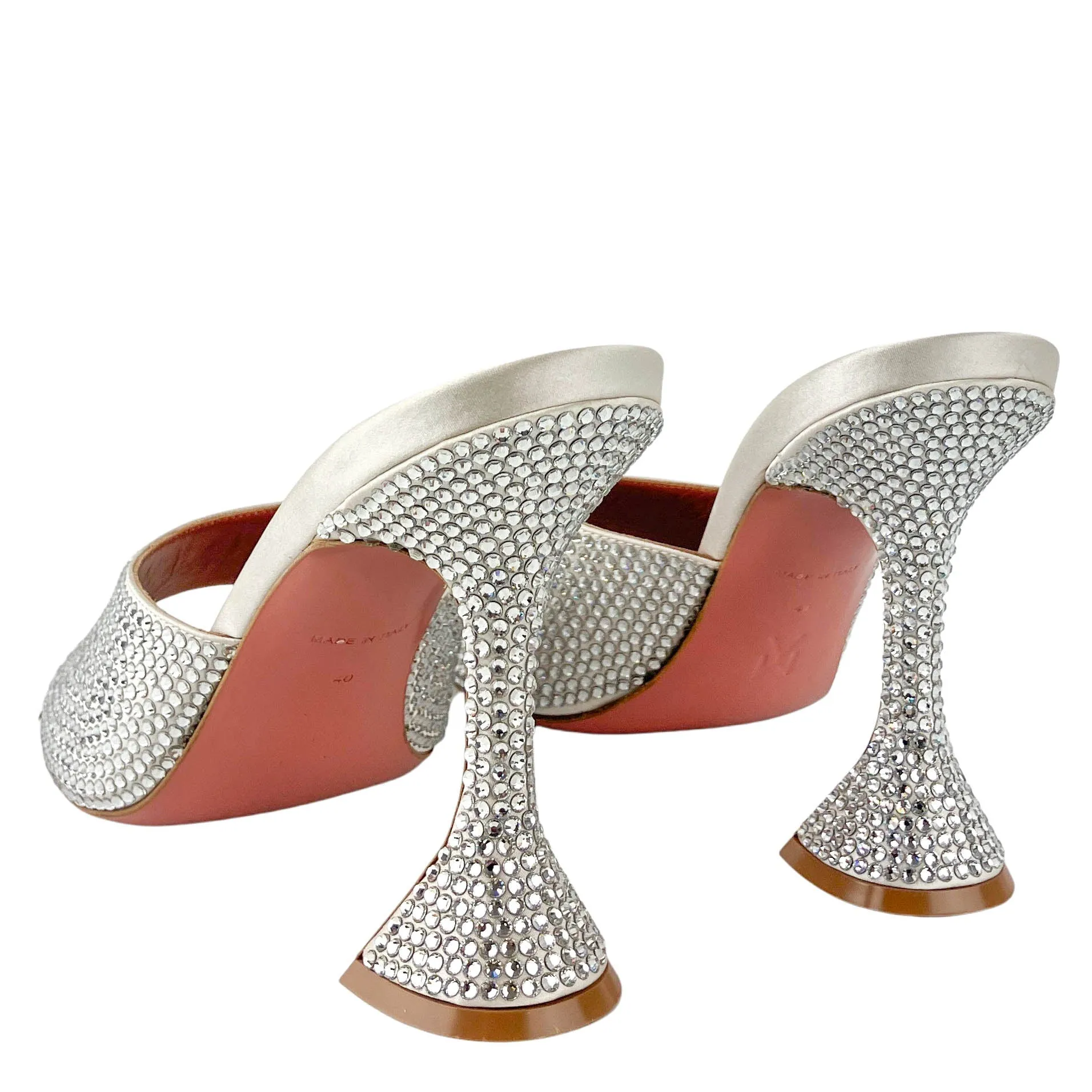Amina Muaddi Lupita Mules in Silver
