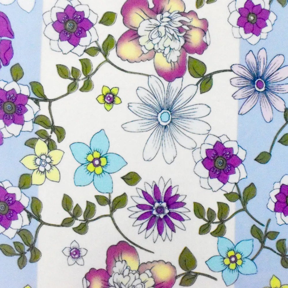 Angel Blue-Purple-Multi Floral Printed Stretch Poly Swimwear knit Fabric