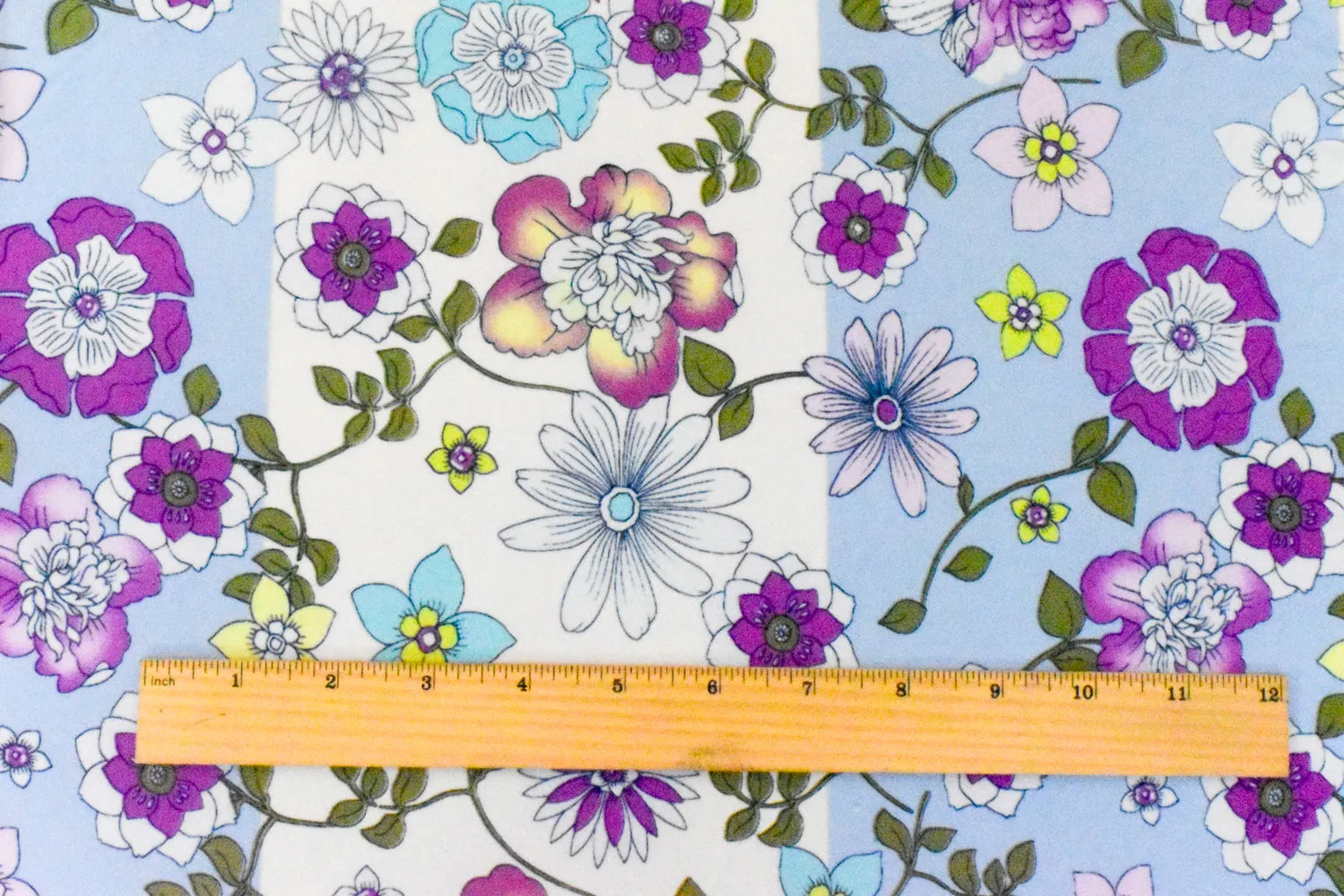 Angel Blue-Purple-Multi Floral Printed Stretch Poly Swimwear knit Fabric