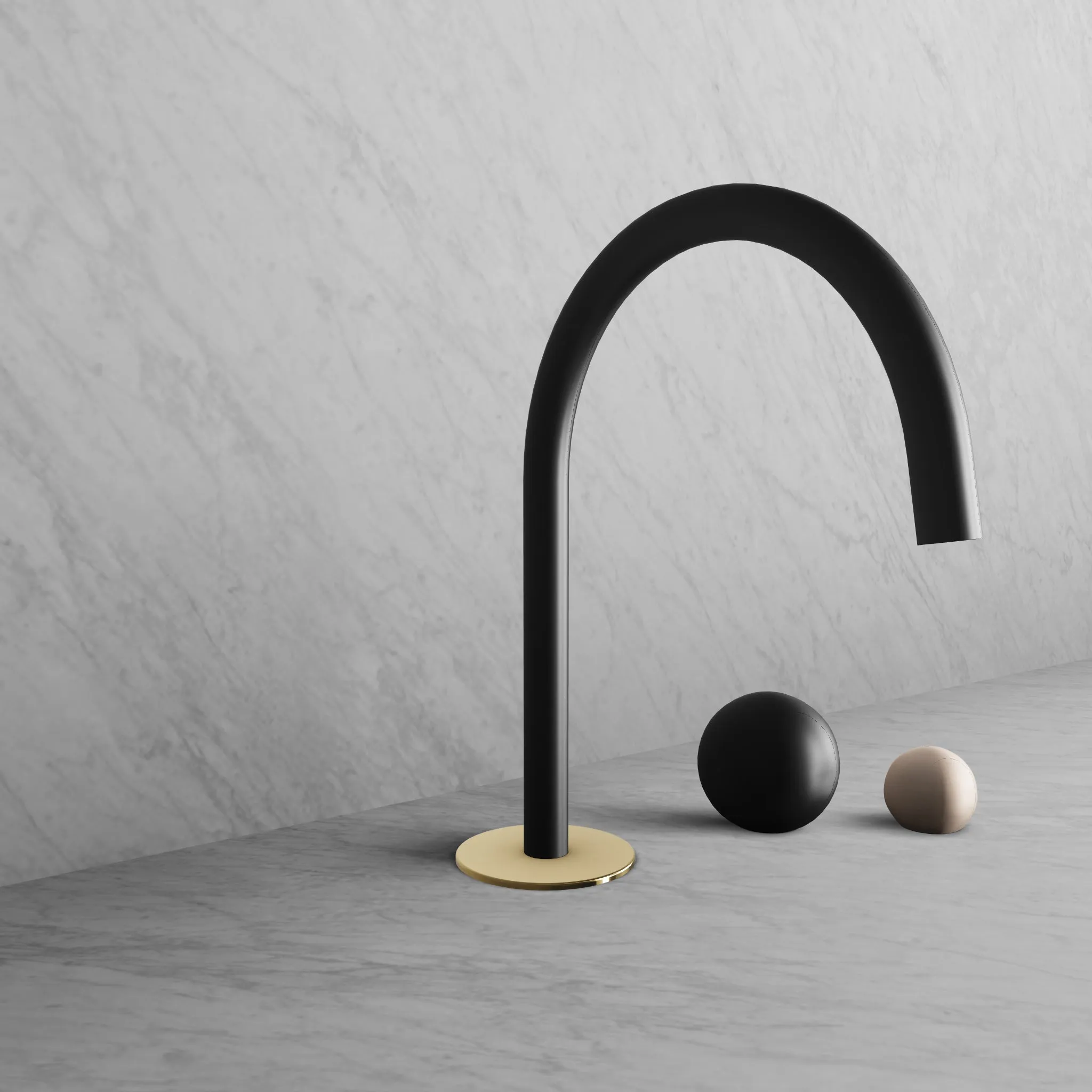 BARiL B35-8100-00L-KJ-120 Wall-Mounted Lavatory Faucet Spout With Deck Mounted Handles
