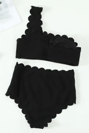 Black Bikini with Scalloped Trim