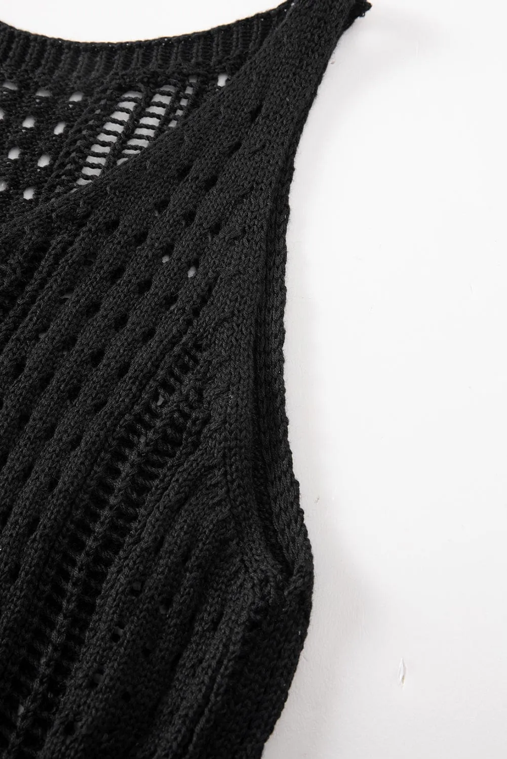 Black Crochet Knit Beach Cover Up