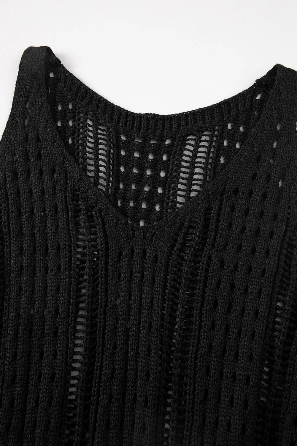 Black Crochet Knit Beach Cover Up