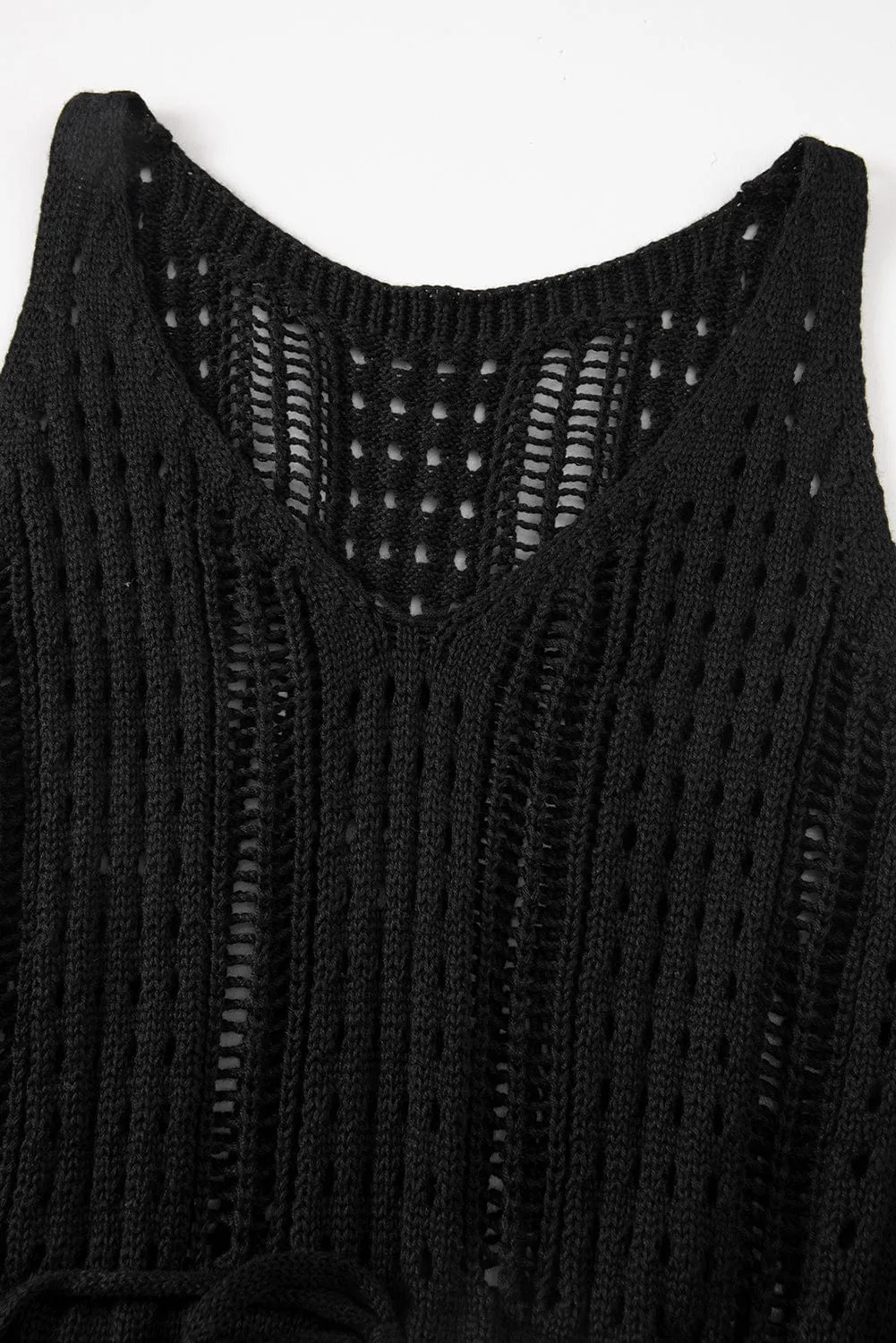Black Crochet Knit Beach Cover Up