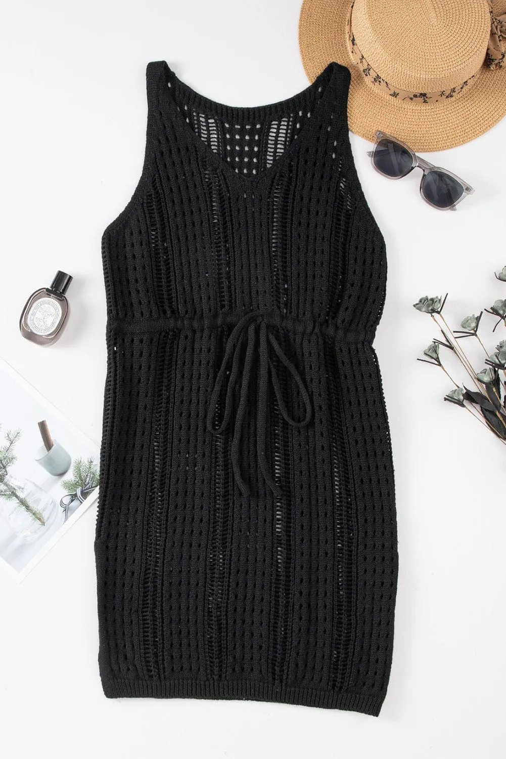Black Crochet Knit Beach Cover Up