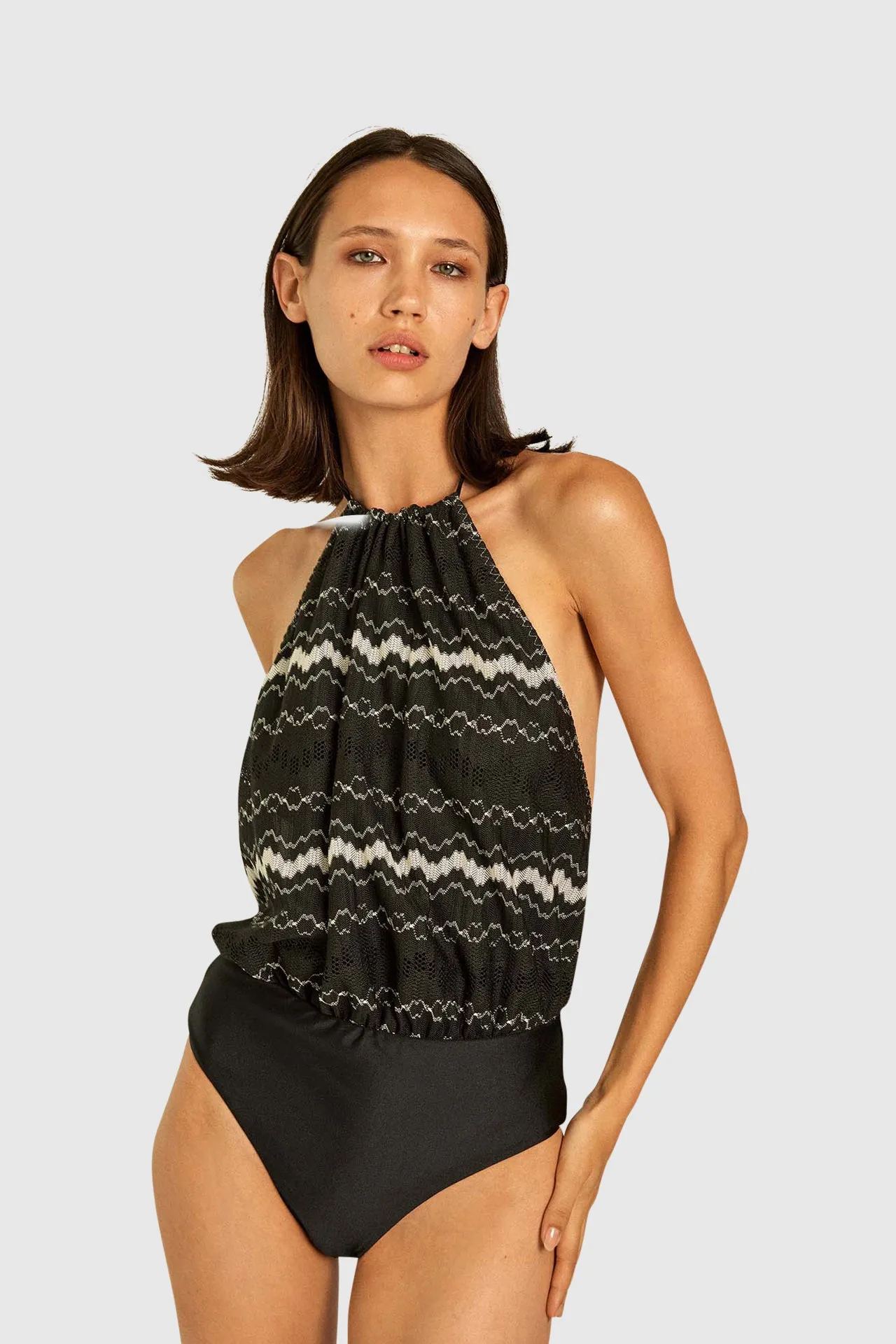 BW Knit Halter Swimsuit