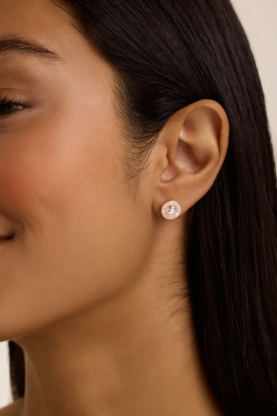 Cherelle Crystal Button Stud Earrings Rosegd