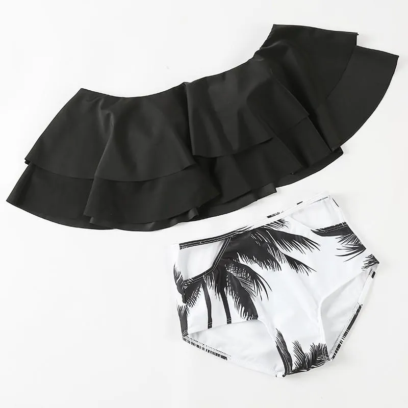 Cold Shoulder Off Shoulder High Waist Tankinis