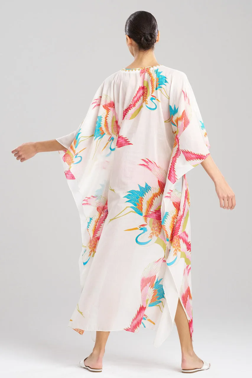 Crane Cotton Silk Sequined Sheer Caftan