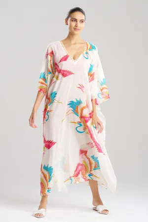 Crane Cotton Silk Sequined Sheer Caftan