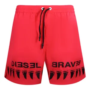 Diesel Shark Tooth Design Brave Red Swim Shorts