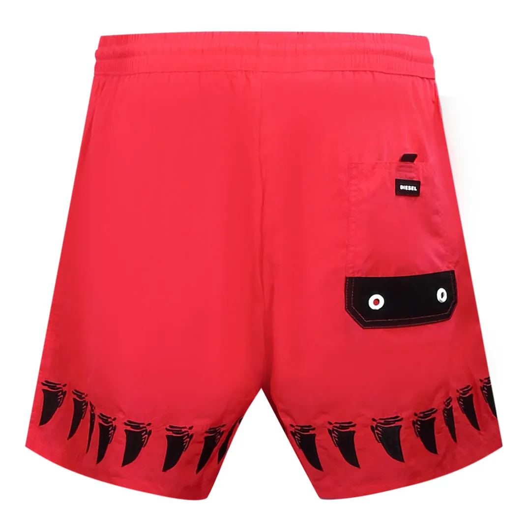 Diesel Shark Tooth Design Brave Red Swim Shorts