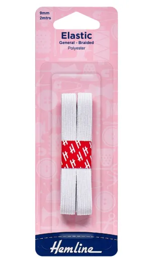 Elastic - General Braided - Black or White 9mm