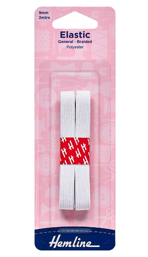 Elastic - General Braided - Black or White 9mm