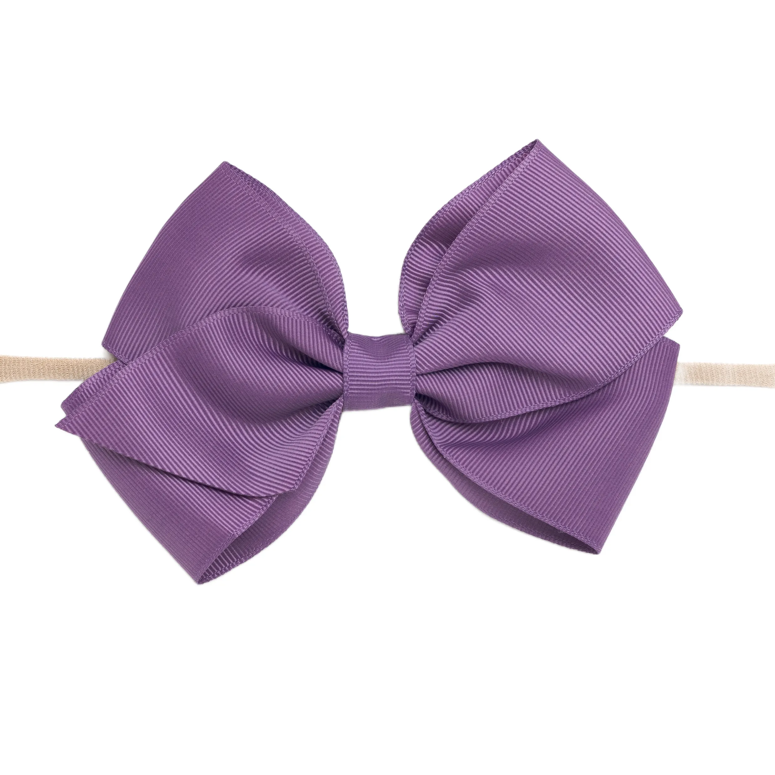 Ella Grosgrain Bow Nylon Headband - Amethyst