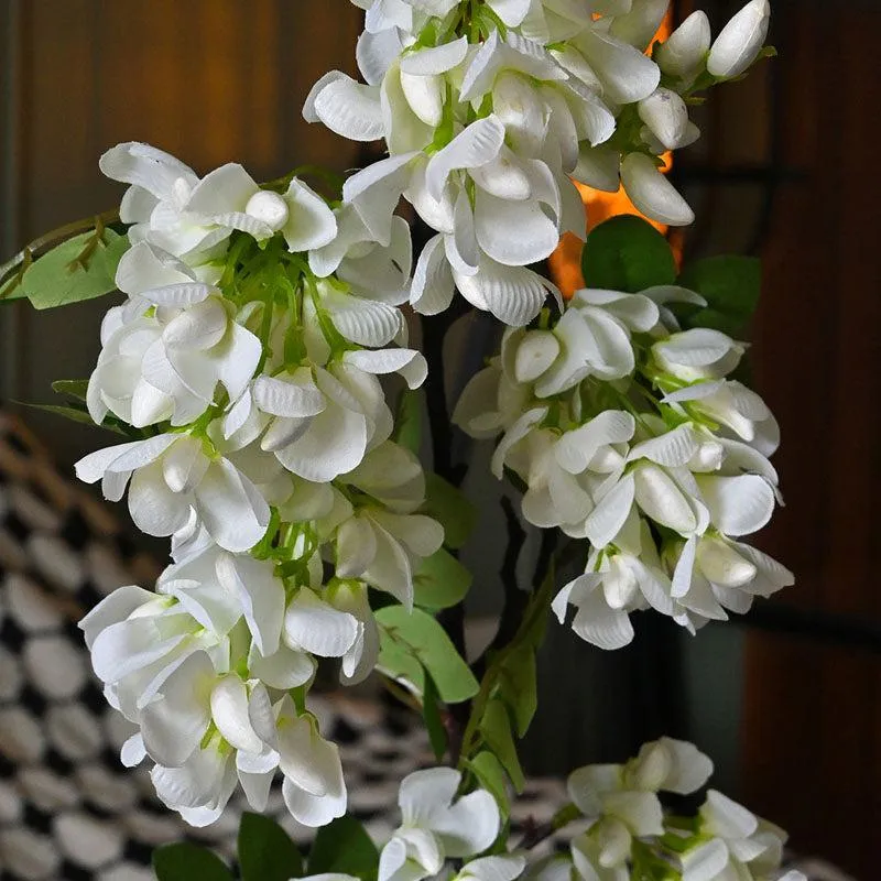 Faux Bristly Locust Flower Stick - White