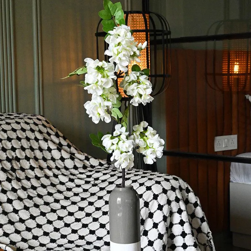 Faux Bristly Locust Flower Stick - White