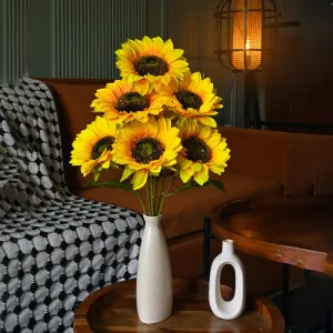 Faux Everlasting Sunflower Bunch (Yellow) - Set of Seven