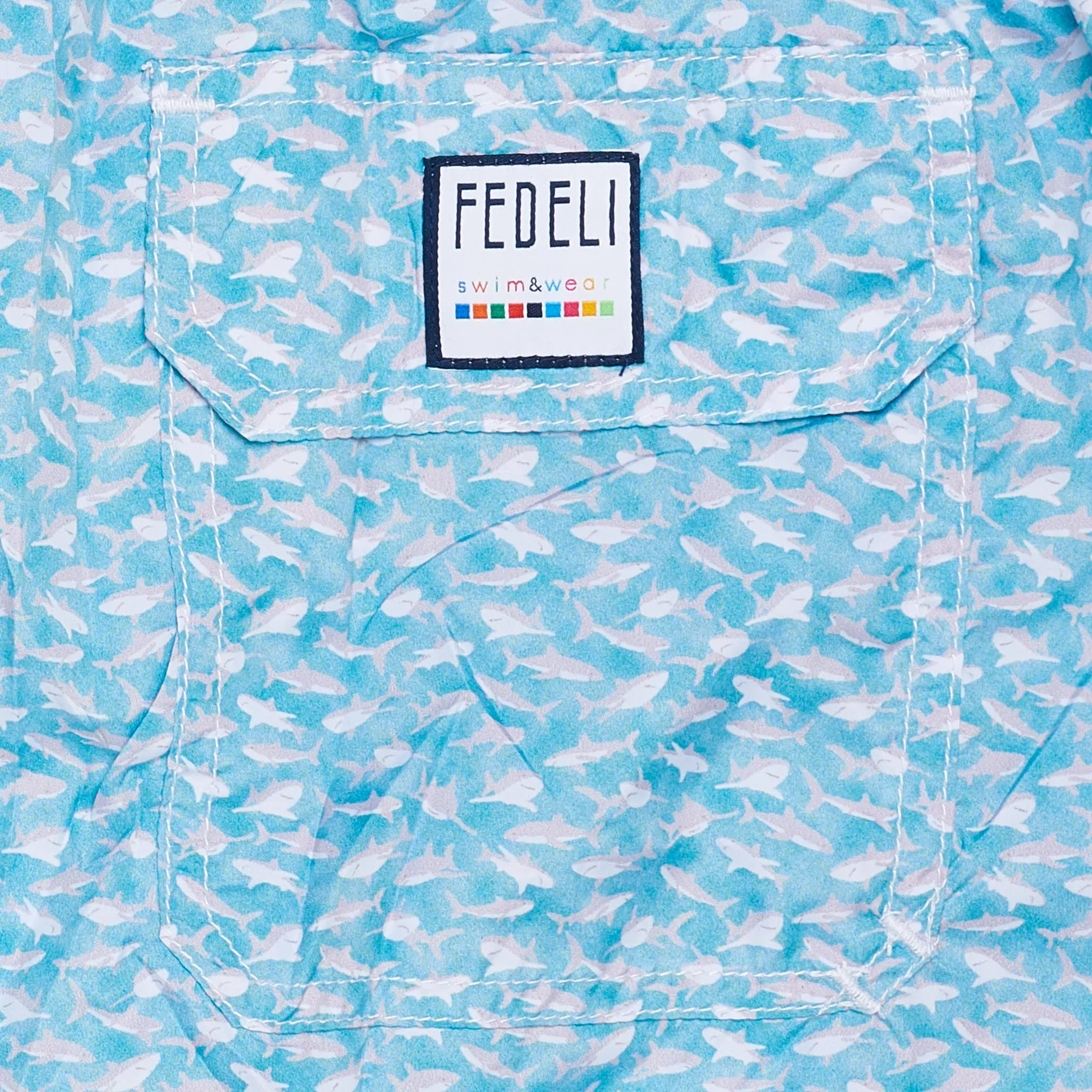FEDELI Blue Dolphins Printed Madeira Airstop Swim Shorts Trunks NEW Size 3XL