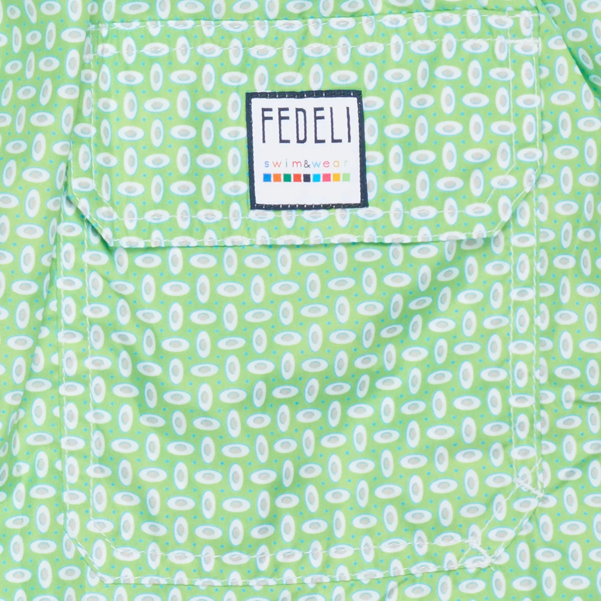 FEDELI Green Geometric Printed Madeira Airstop Swim Shorts Trunks NEW 2XL