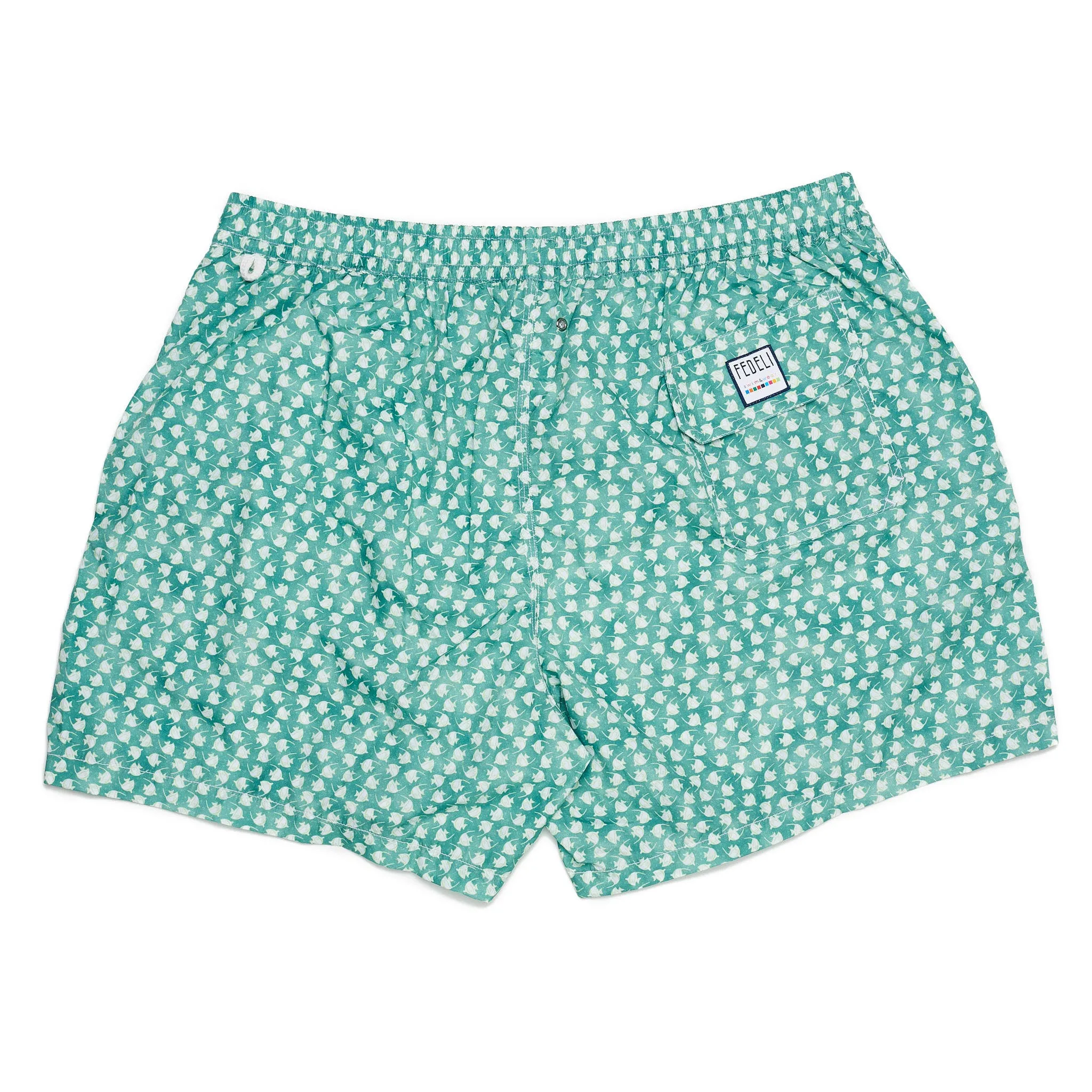 FEDELI Italy Green Fish Printed Madeira Airstop Swim Shorts Trunks NEW 3XL