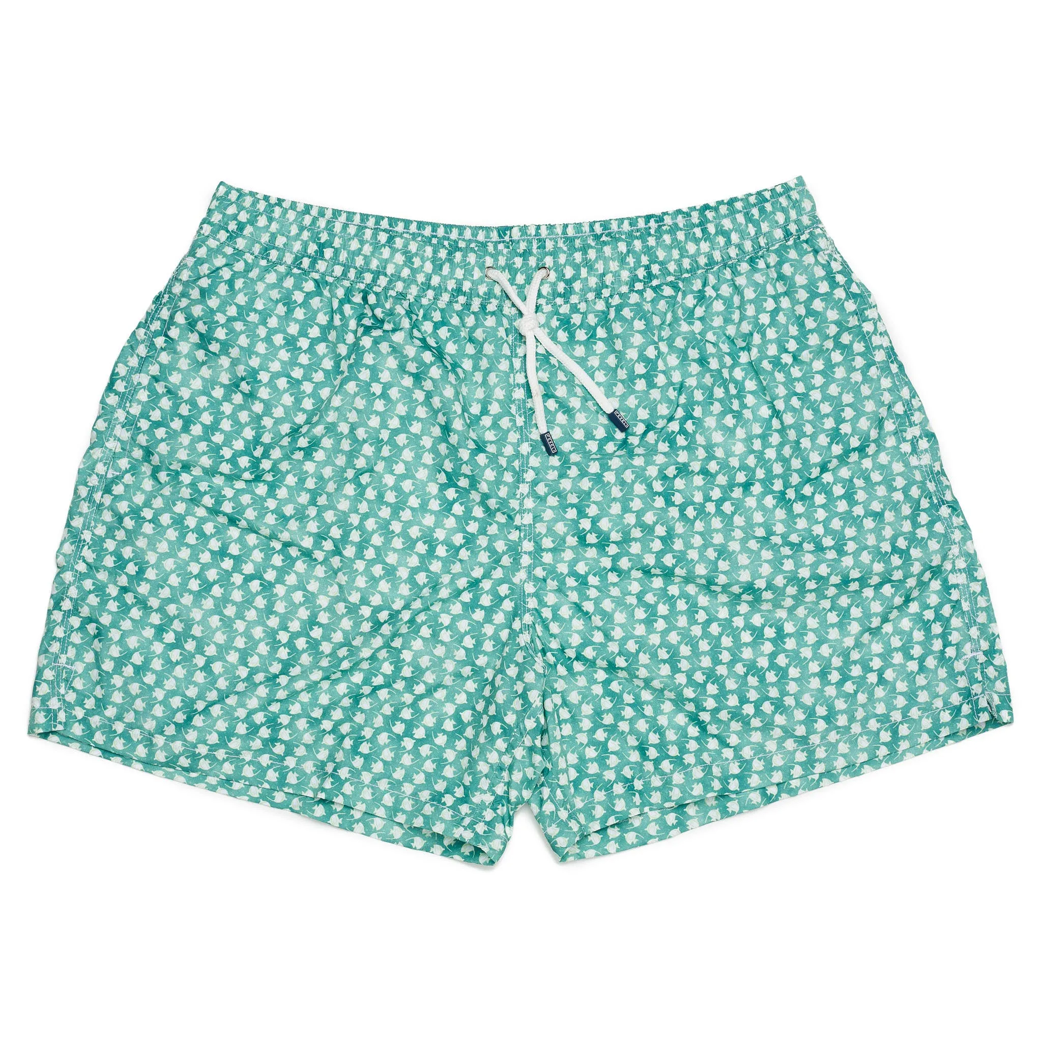 FEDELI Italy Green Fish Printed Madeira Airstop Swim Shorts Trunks NEW 3XL