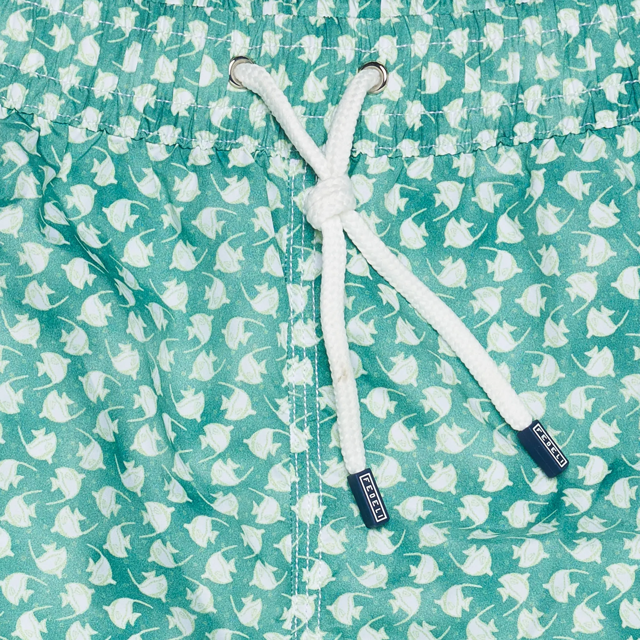 FEDELI Italy Green Fish Printed Madeira Airstop Swim Shorts Trunks NEW 3XL