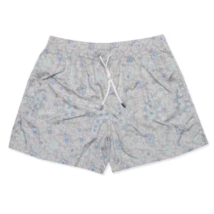 FEDELI Made in Italy Gray Paisley Floral Madeira Airstop Swim Shorts Trunks NEW