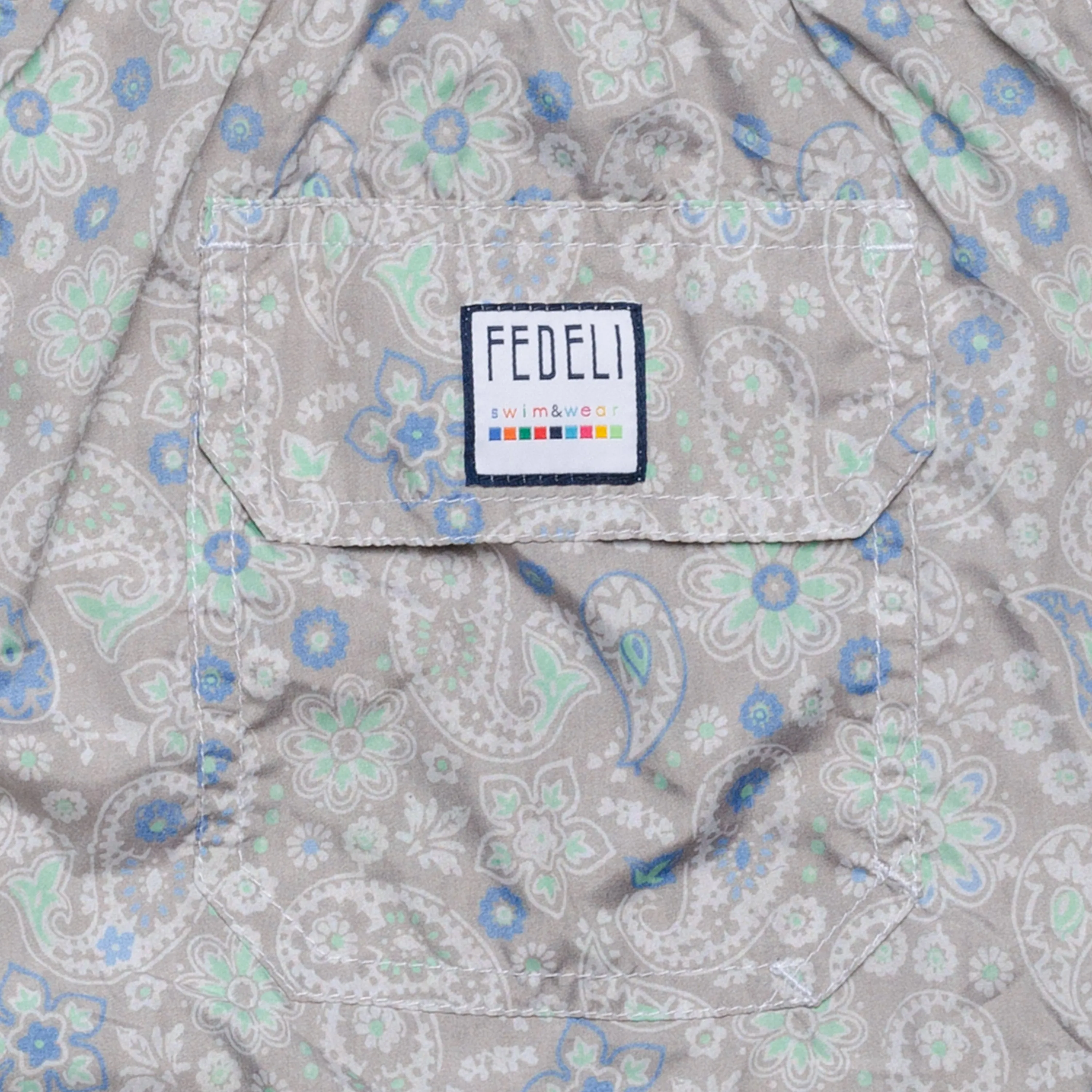 FEDELI Made in Italy Gray Paisley Floral Madeira Airstop Swim Shorts Trunks NEW