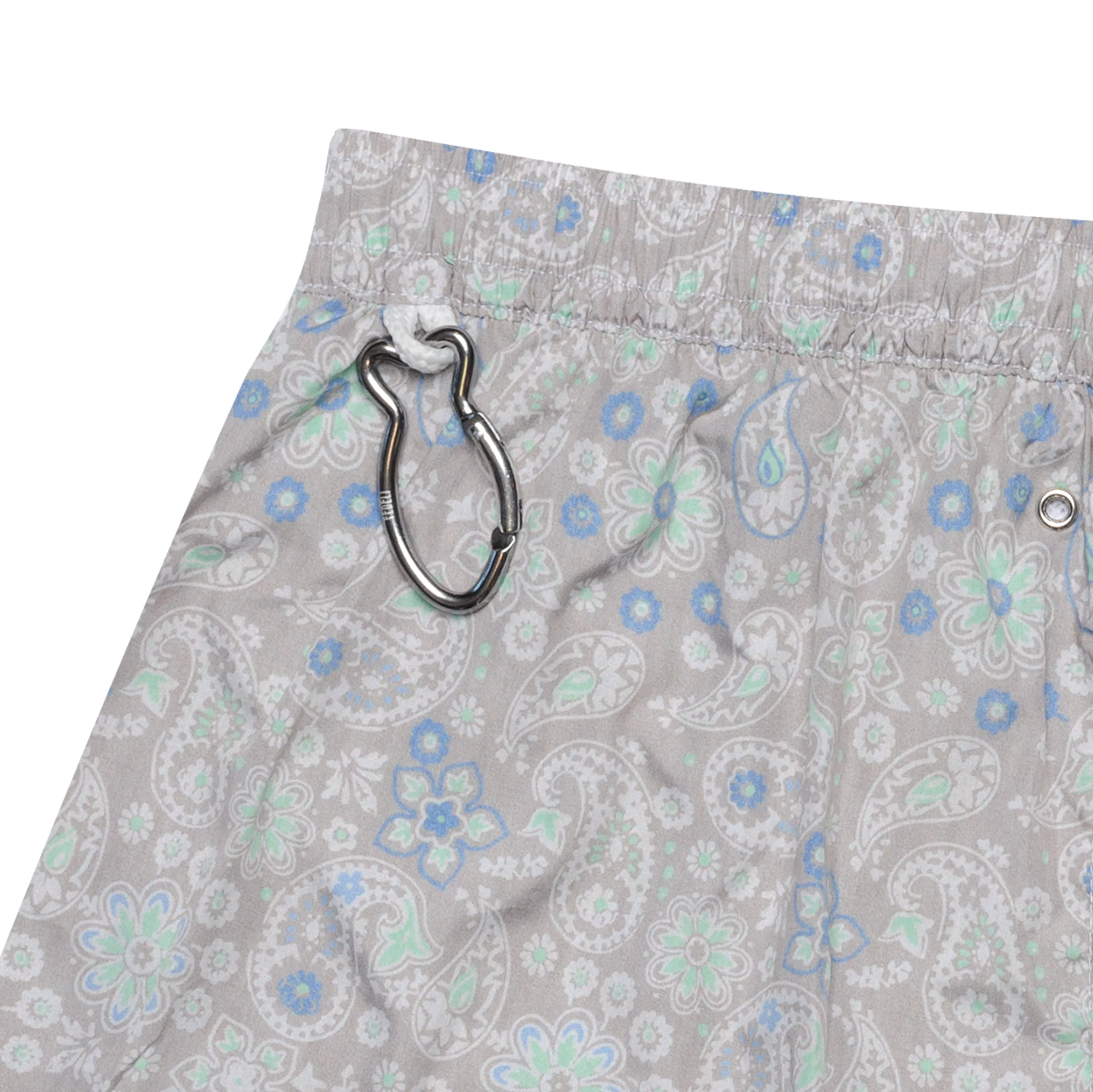 FEDELI Made in Italy Gray Paisley Floral Madeira Airstop Swim Shorts Trunks NEW