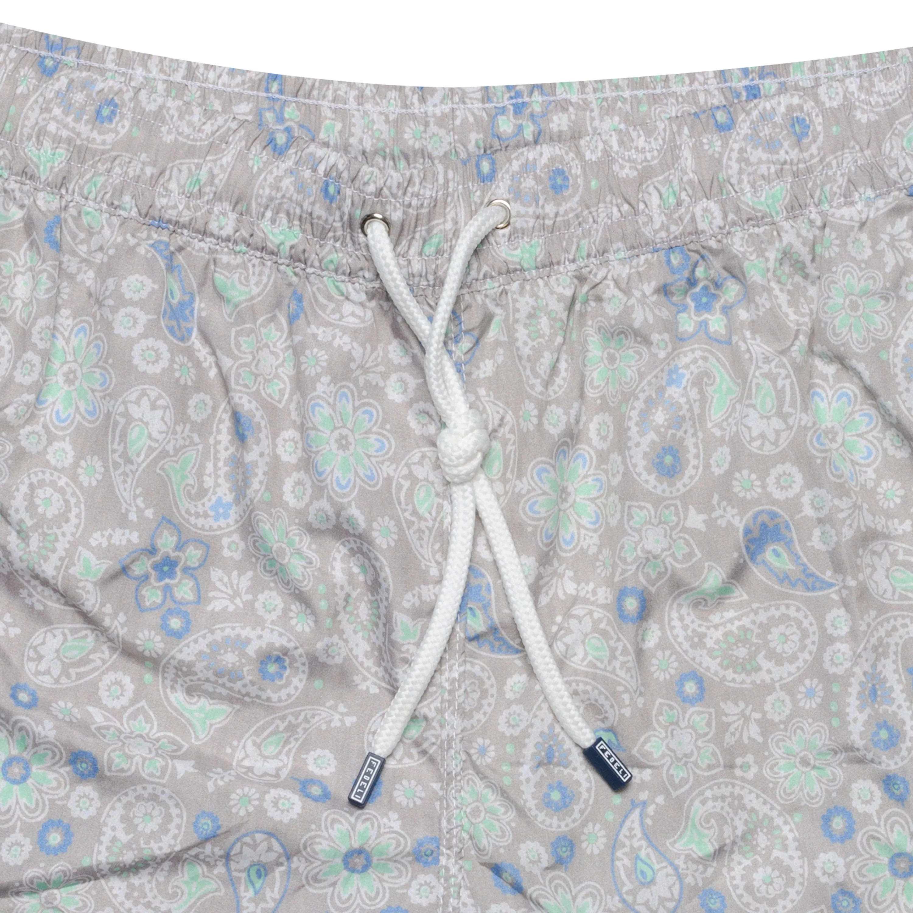 FEDELI Made in Italy Gray Paisley Floral Madeira Airstop Swim Shorts Trunks NEW