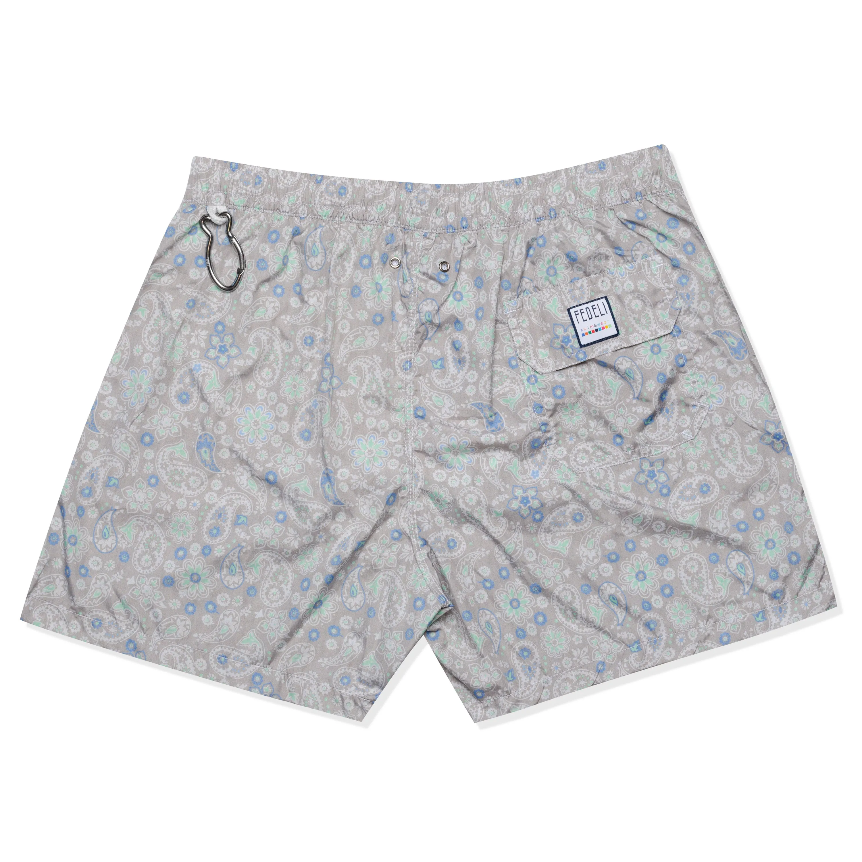 FEDELI Made in Italy Gray Paisley Floral Madeira Airstop Swim Shorts Trunks NEW