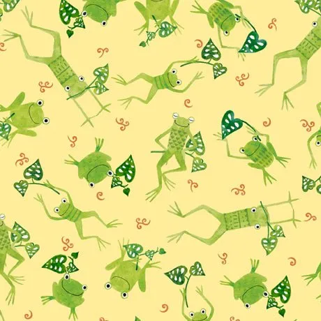 Frogs & Fronds Frogs Fabric - Yellow
