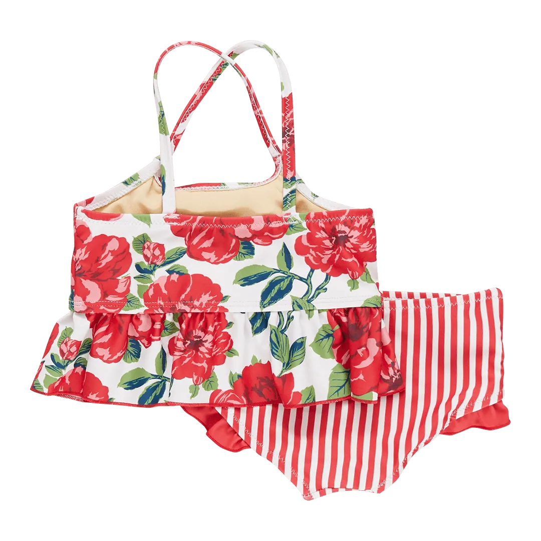 Girls Swimwear | Joy Tankini- Red Peonies | Pink Chicken