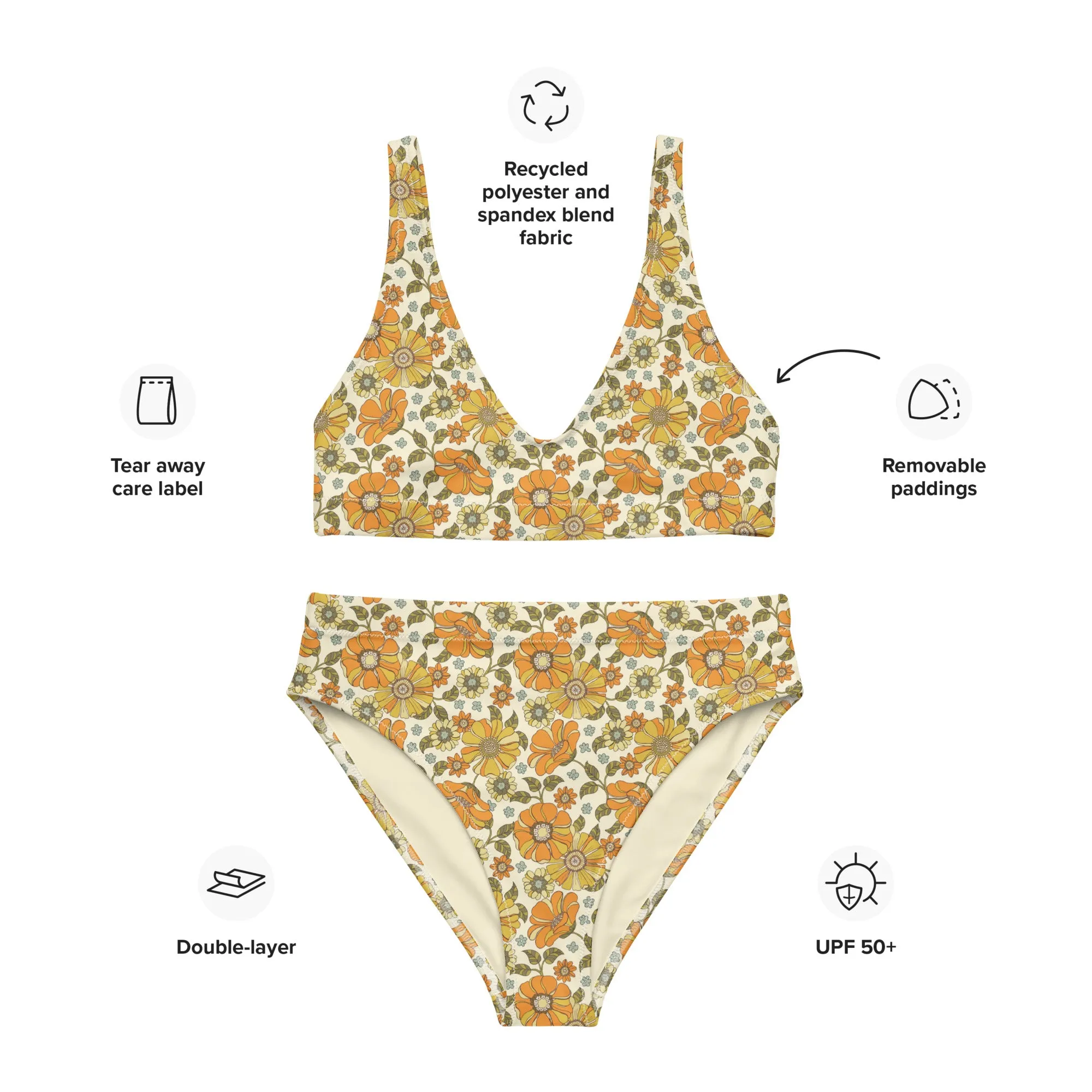 High Waisted Bikini Womens (Glamourange Luxury Bikini High Waisted - 0052 Patterns Model)