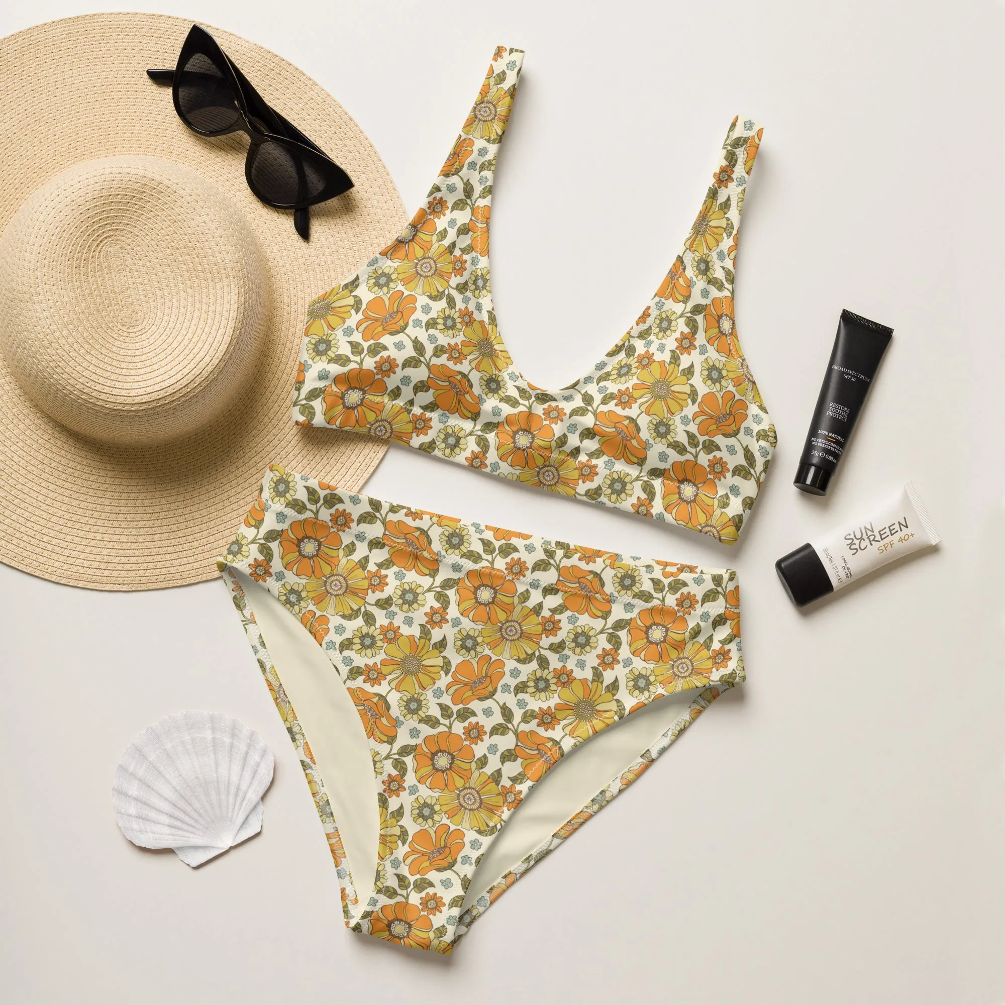 High Waisted Bikini Womens (Glamourange Luxury Bikini High Waisted - 0052 Patterns Model)