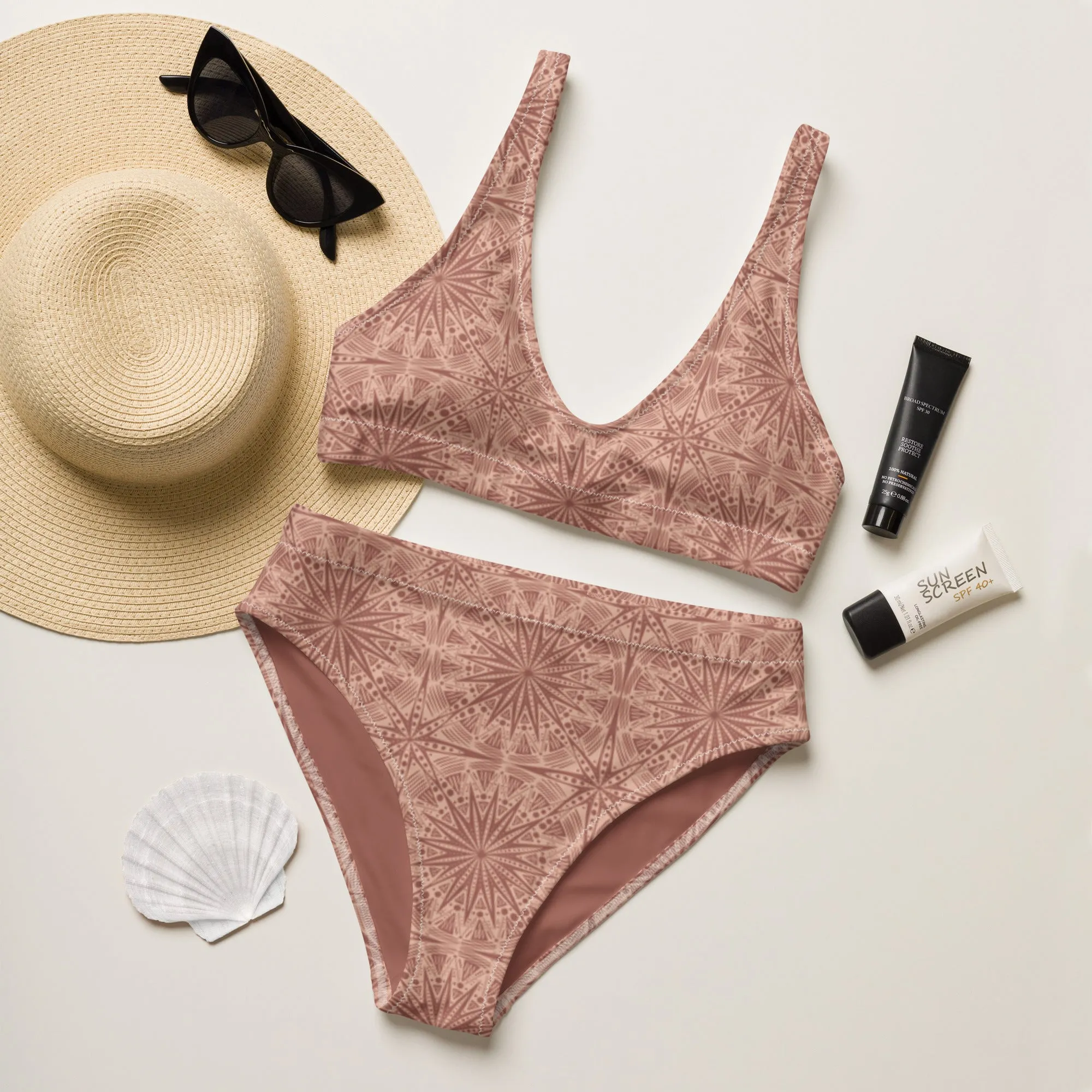 High Waisted Bikini Womens (Glamourange Luxury Bikini High Waisted - 0058 Patterns Model)