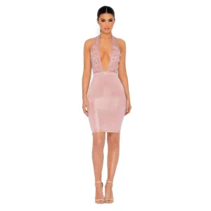 Just Bead It Satin Mini Dress in Mauve