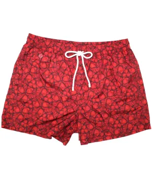 Kiton Swim Shorts L Red Black Design - Luxury Men Swimwear SALE