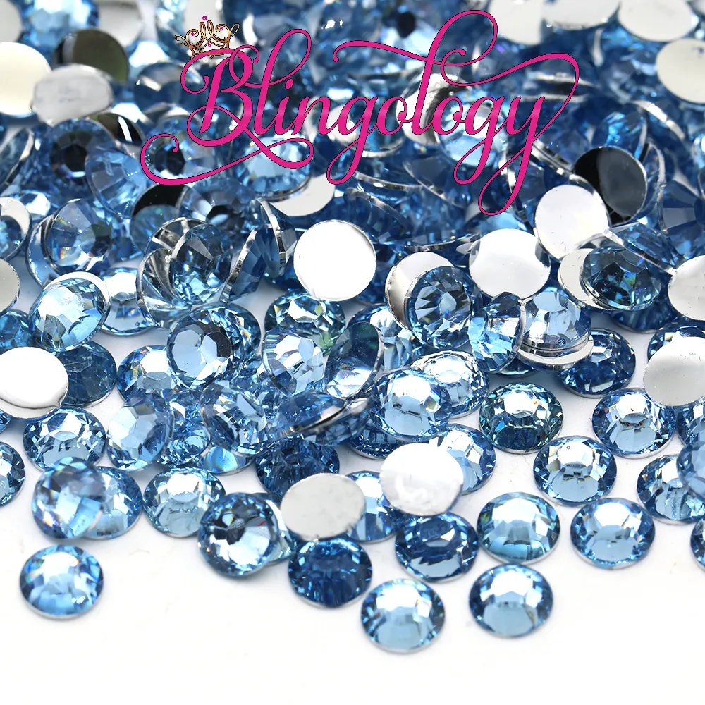 Light Sapphire Resin Round Flat Back Loose Rhinestones