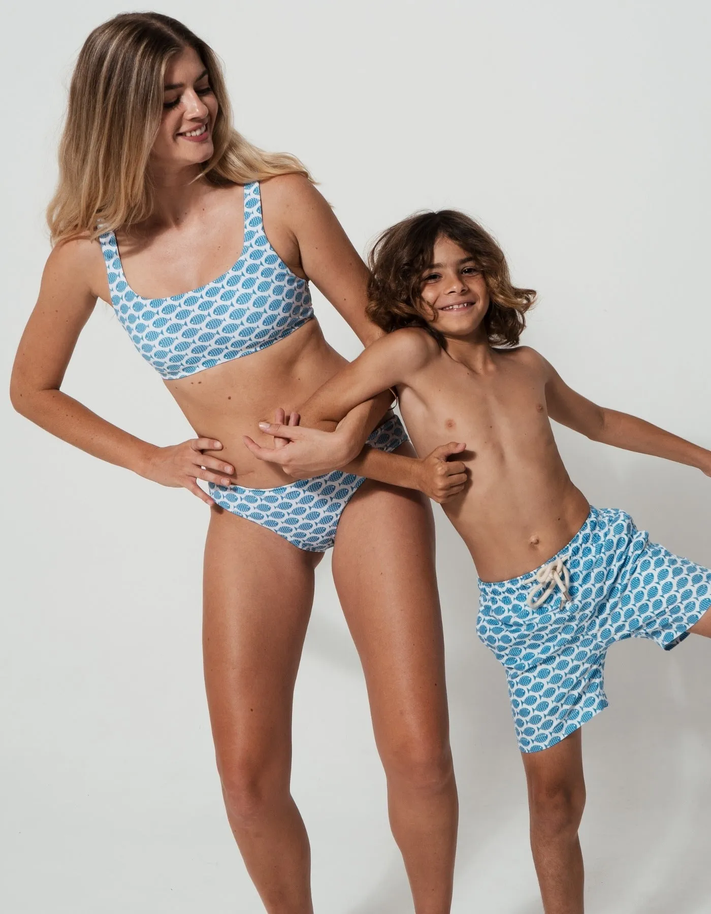 Low Waist Baby Blue Fish Womens Bikini Bottoms