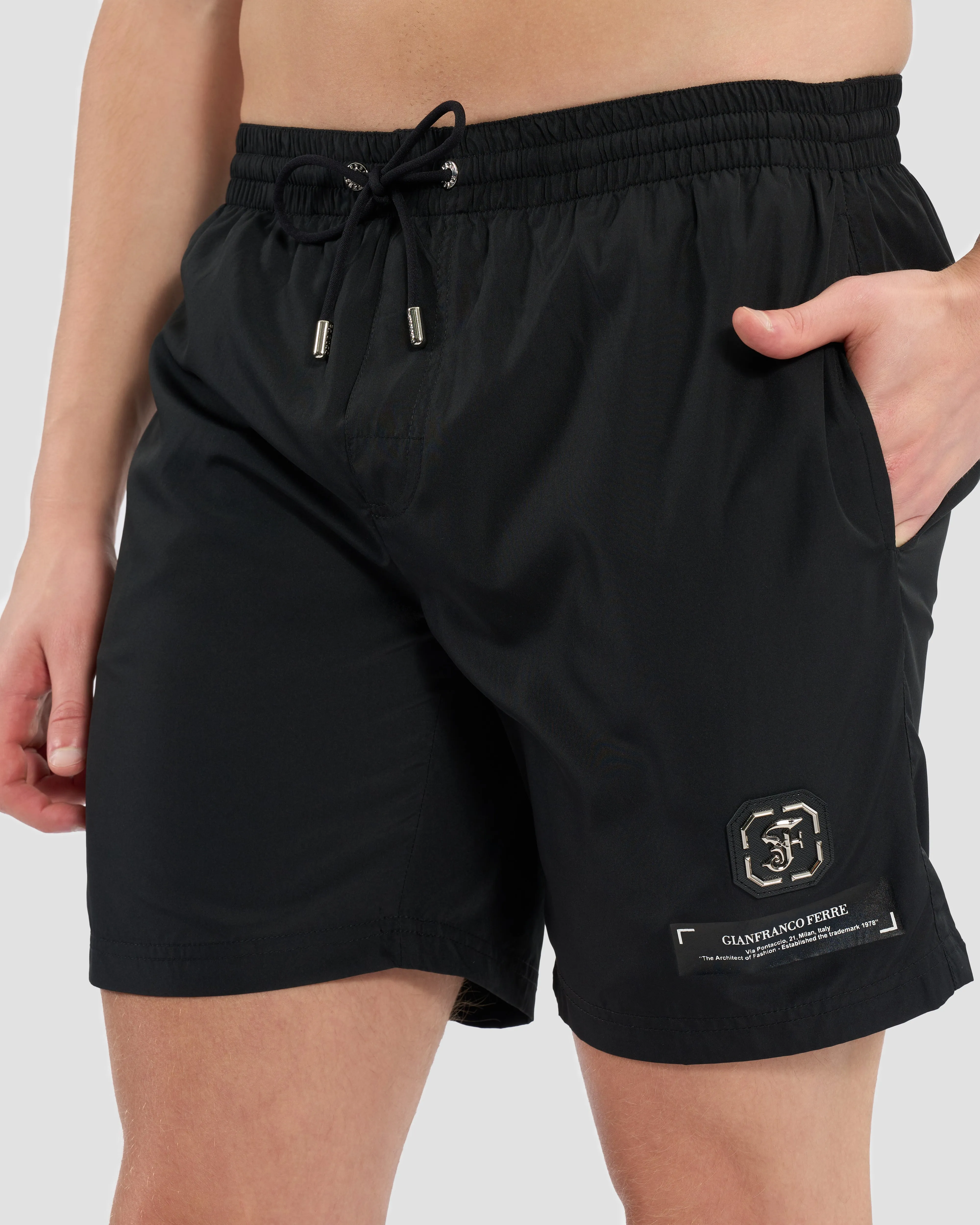 Metal Monogram Embellished Swim Shorts