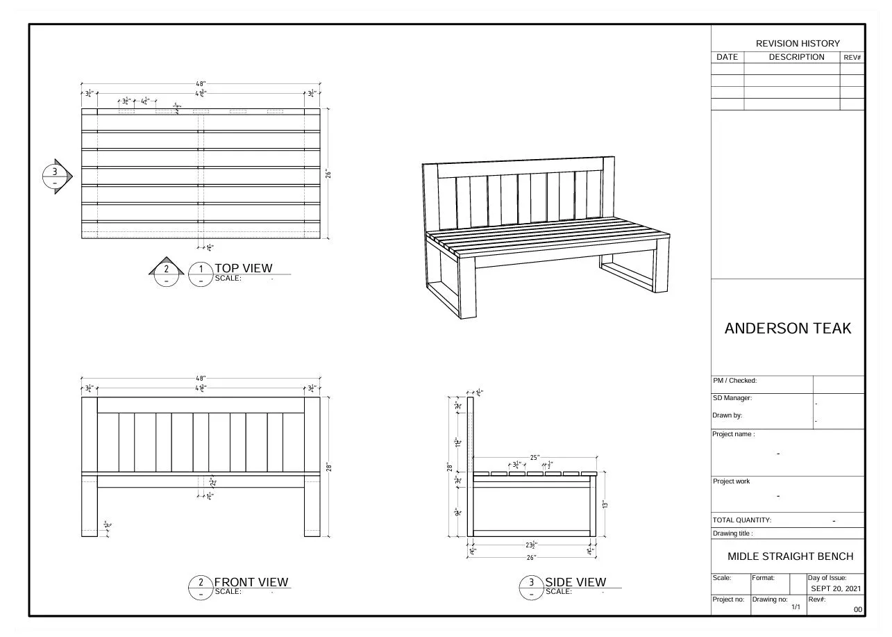 Modern Teak Outdoor Sectional - Arena (Straight)