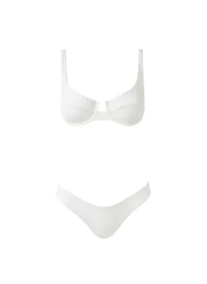 Montreal White Ribbed Bikini