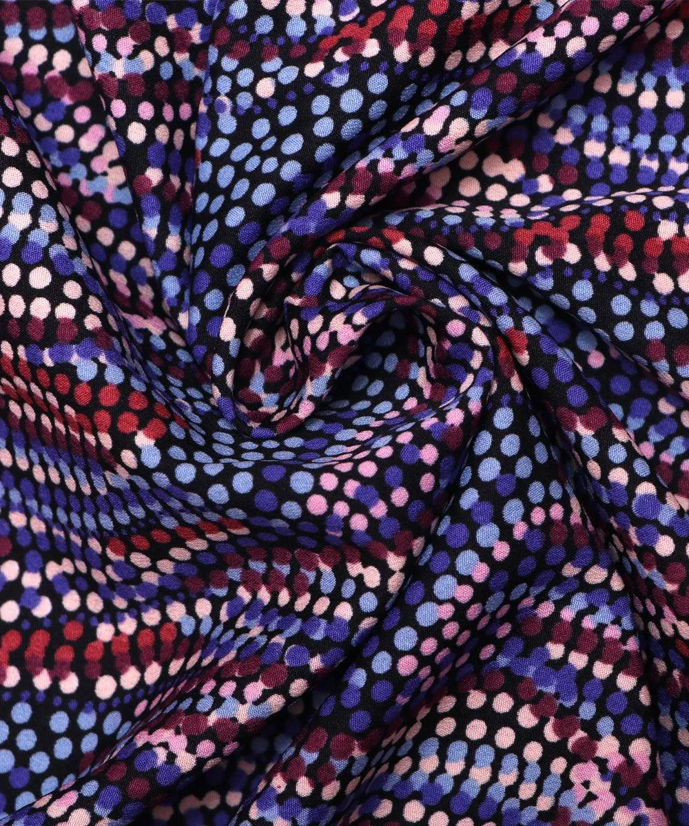 Multicolor Polka Pattern Crepe Fabric